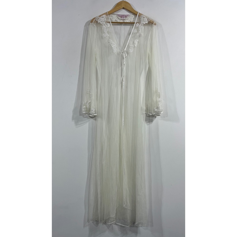 Victorias Secret VTG 90s Coquette Fairy Sheer Mesh Lace Robe M/L Romantic Boho